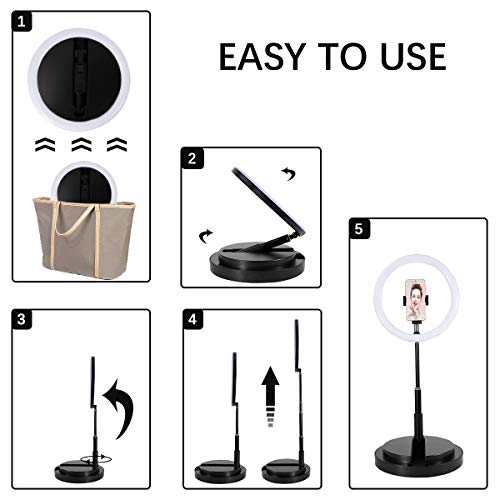 Ring Light with Stand Selfie LED Ring Light for iPhone Desktop and Floor-Standing Portable Dimmable 11.4\'\' Light Ring with Phone Holder, for Live Streaming YouTube Makeup TikTok
