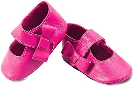 Baby Moccasins, The Coral Pear Mary Jane, Genuine Leather Shoes for Babies &amp; Toddlers, Hot Pink, Size 3.5M (Babies &amp; Toddlers)