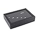 Caddy Bay Collection Black Jewelry Ring Cuff Links Case Display Storage Box with Glass Top