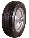 Marathon 4.10/3.50-4" Flat Free, All Purpose Utility Tire on Wheel, 3.5" Centered Hub, 5/8" Bearings