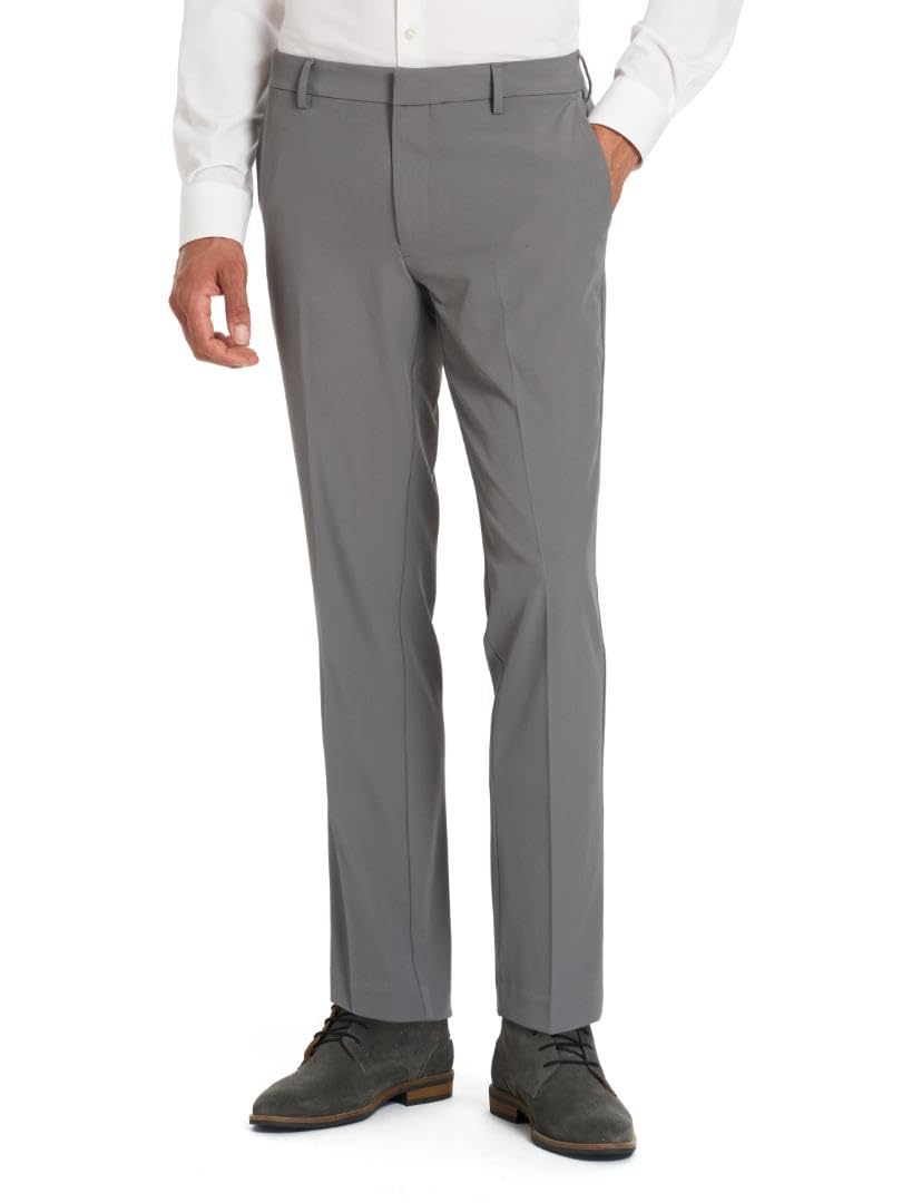 Van Heusen Men's Stain Shield Stretch Slim Fit Flat Front Dress Pant, Dove Grey Image