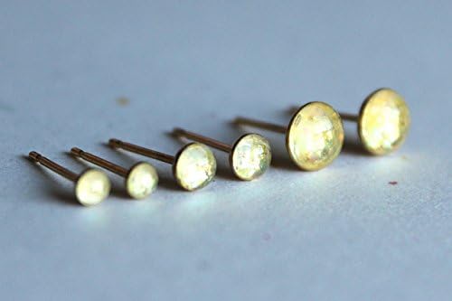 Light Chartreuse Opalescent Tiny Stud Earrings Triple Set, 21g: 1.5mm, 2mm, 3mm, 4mm, 5mm, 6mm; 316L Surgical Steel, 304 Stainless Steel (Gold Option); Ball, Dome, Bezel, 3-Prong Talon Claw Setting