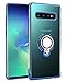 LONTECT for Galaxy S10 Plus Case Clear Slim Soft TPU Cover Case with Electroplated Frame Finger Grip Rotating Ring Holder Stand Work with Magnetic Car Mount for Samsung Galaxy S10 Plus, Blue