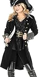 Women's Medium 8-10 Black Velvet Pirate Vixen Costume Long Jacket Coat