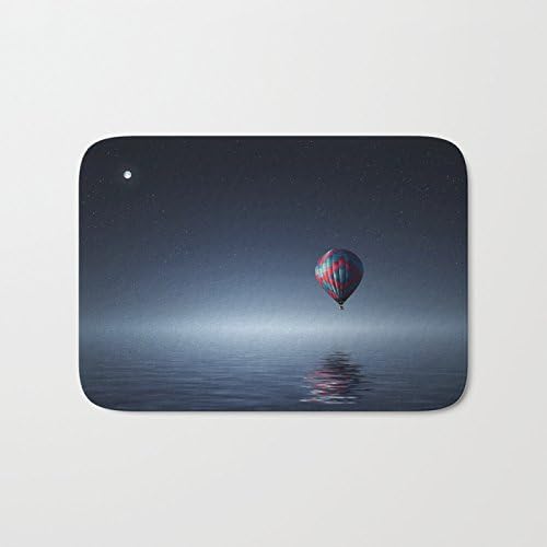 SPXUBZ Aerial Air Bright Moon Hot Air Balloon at Sea Welcome Non Slip Entrance Rug Outdoor/Indoor Dirt Buster Durable and Waterproof Machine Washable Door Mat Size:18x30 Inch