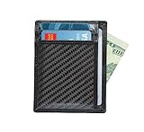 SERMAN BRANDS - RFID Blocking Leather Slim Wallet, Minimalist Front Pocket Wallets For Men Credit Card Holder Made From Genuine Carbon Fiber