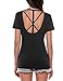 Hotouch Blouse Women's V-Neck Clubwear Comfort Fit T Shirt (Black M)