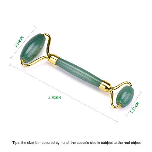 Jade Roller-Dredges Meridians - Releases Facial Tension-Noiseless-Face Massager for Wrinkles-100% Real Natural Jade Stone, ideayard(Dongling)