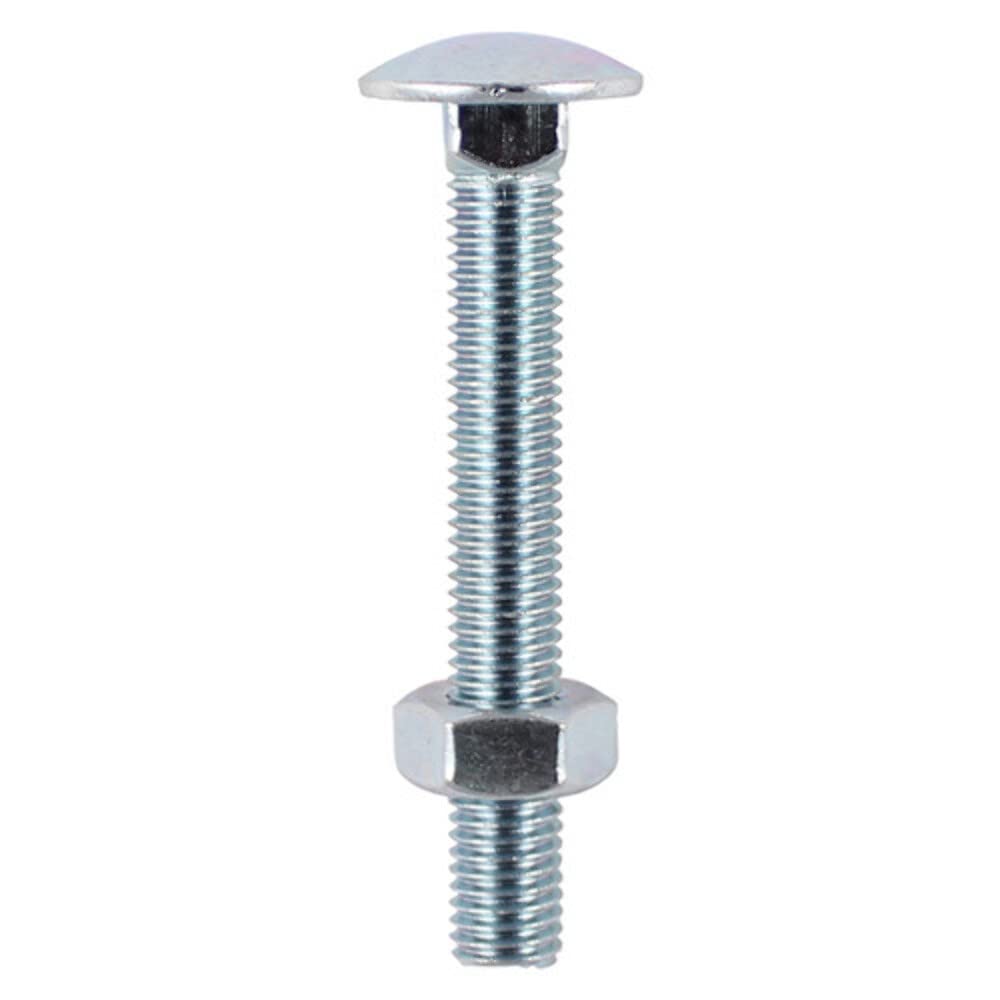 TIMCO BZP Carriage Bolt and Hex Nut - M6 x 100 - Zinc - Pack of 55