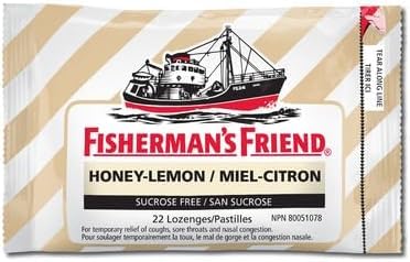 Fisherman’s Friend – Sugar Free Honey-Lemon | For Temporary Relief of Cough, Sore Throat & Nasal Congestion | No Sugar | Halal, Vegan, Kosher & Gluten Free | 8 Packs of 22 Lozenges (176 Total Count)