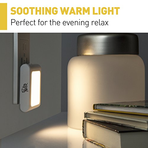 Plug In Night Light For Kids Nursery Room Dusk To Dawn Energy Efficient Warm White Lighting Lamp LED Projection for Children 2 Pack By Yello