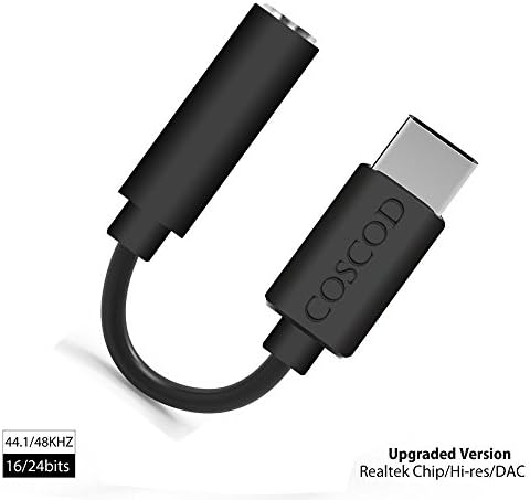 Pixel 2 USB C to 3.5mm Headphone Jack Adapter - Type C male to 3.5mm Female Stereo Earphone Converter, Realtek Chip Noise Reduction for Pixel 2/XL, HTC U11,Moto Z2,Samsung S8/N8 Essential ph-1