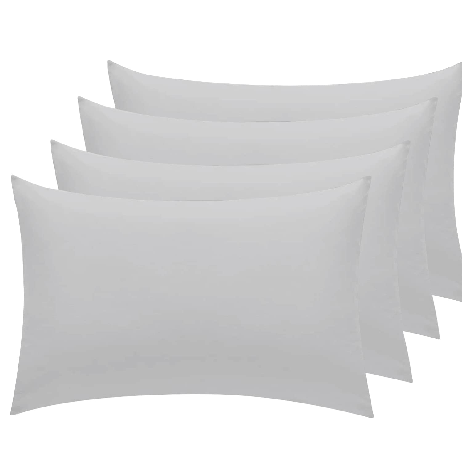 Sunshine Comforts Pillow Cases 4 pack - Egyptian Cotton 200 Thread Count Pillow Cases/Pillow Protectors, Hotel Quality Fabric & Wrinkle free pillows Cover Pack of 4 (Standard 50x75 cm,) (Gray)