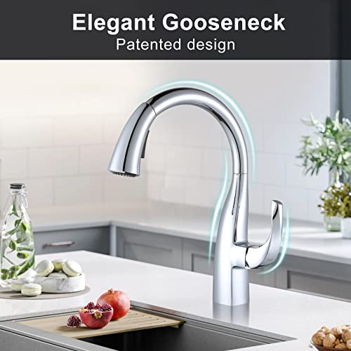ARCORA Kitchen Faucet with Pull Out Shower Head 360° Swivel Kitchen Tap with 2 Spray Modes Kitchen Sink Faucet Chrome