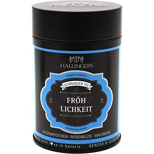 Hallingers Fröhlichkeit - Loser Schwarz-Tee mit Katzenpfötchen, Rosenblüte & Waldbeere (Dose) - Geschenkideen Weihnachten & Geschenke Adventskalender | Geburtstag Glückwunsch Genesung Danke Freundscha – Bild 3