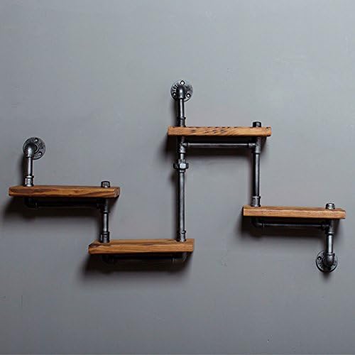 ZHEN GUO Black Industrial Wall Decoration, Retro Rustic Iron Pipes Shelves Wall Mounted, W/Solid Pine Wood Plate, Home Storage Furniture/Display Racks (Design : 4 planks)