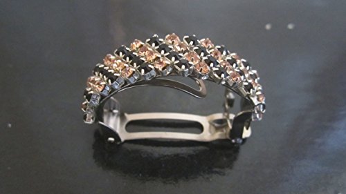 Jet Black/Coral Rhinestone Ponytail Holder Barrette Style Hair Clip Hair Accessories
