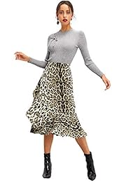 WDIRARA falda de media línea con volantes y estampado de leopardo para dama
