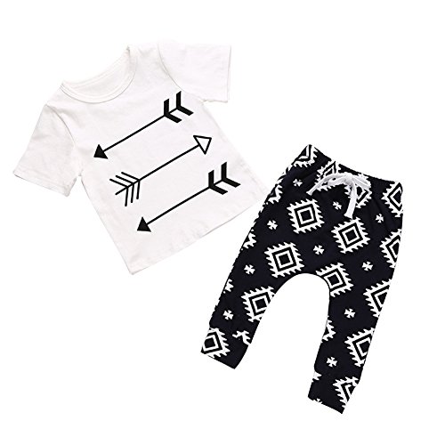 Baby Boys Girls Arrows Print T-Shirt Drawstring Pants Summer Outfit Clothing Set