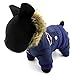 SELMAI Waterproof Fleece Lined Dog Winter Coat Snow Suit Airman Hooded Jumpsuit Snowsuits for Small Dog Puppy Chihuahua Blue M