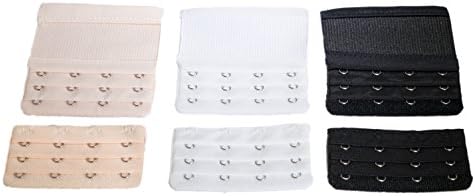 Sweet Trinity 6 pcs Womens Soft Bra Extender, 2, 3 or 4 hook extension, elastic + non-elastic extension (4 Hooks, Multicolor)
