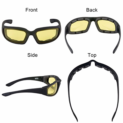 WYND Blocker Motorcycle & Biking Wind Resistant Sports Wrap Sunglasses (Black / Yellow Lens)