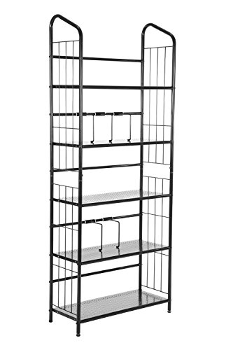 MaidMAX 5 Tiers Metal Bookcase with Adjustable Bars, Black - Thumbnail 6