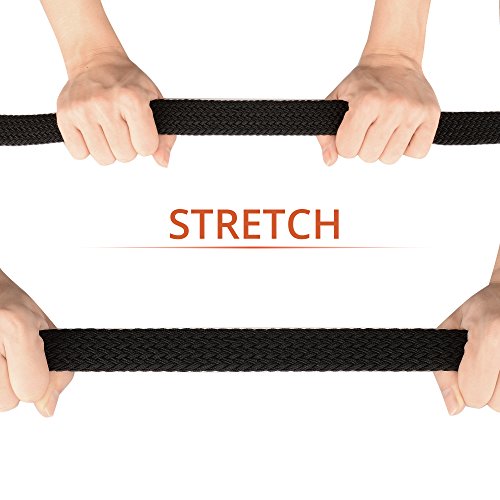 Drizzte Mens 59'' Plus Size Big & Tall Elastic Fabric Braided Belt Black