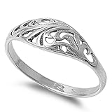 Sterling Silver Filigree Fleur De Lis Ring (Size 1 - 10)