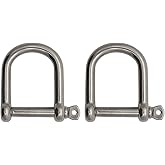 Extreme Max 3006.8234.2 BoatTector Stainless Steel Wide D Shackle - 1/2", 2-Pack, Silver
