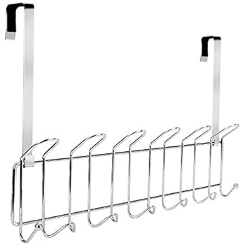 Minggoo Over The Door 13-Hook Rack Heavy-Duty, Wall Mounted Coat Rack，Door Clothes Hanger for Living Room, Cloakroom, Bathroom, Chrome Finish