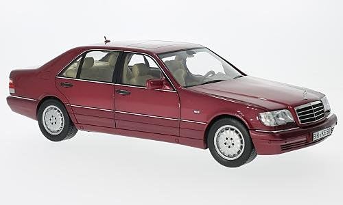 Norev 1/18 Scale Diecast 183579 - 1997 Mercedes Benz S500 - Red Met