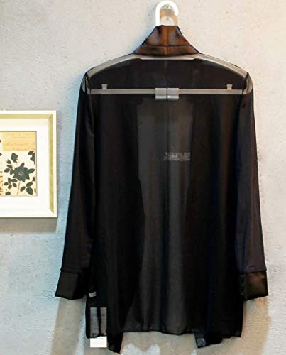 ETAOLINE Women's Sexy Sheer Sleepshirt Pajamas Long Sleeve Mesh Blouse Lingerie Black Large - Thumbnail 2