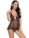 Avidlove Women Deep V Halter Lingerie Lace Babydoll Mesh Chemise Sleepwear