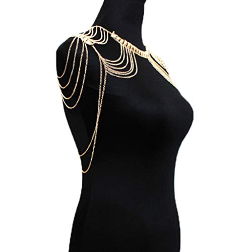 MineSign Body Chain Jewelry for Women Shoulder Chain Tassels Harness Necklace Gold