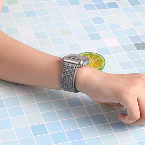QIENGO Compatible with Apple Watch Band with Case 44MM, Soft Nylon Strap with Silicone Screen Protector, Replacement for iWatch Sport Series 4 (Spruce Fog, 44mm)