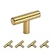 homdiy Gold Cabinet Knobs 5 Pack Drawer Pulls and Knobs with 2 in Overall Length - HD201PB T Bar Drawer Knobs Gold Cabinet Hardware Knobs for Kitchen, Bathroom, Closet, Wardrobe