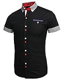 Coofandy Mens Turn Down Collar Dress Shirt Short Sleeve Casual Shirts