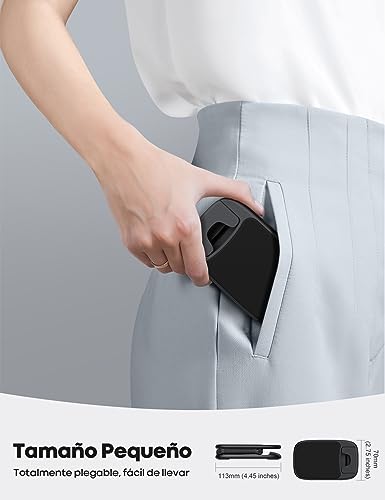 Lamicall Plegable Soporte Celular Escritorio - Ajustable Base para Celulares Porta Celular Escritorio Accesorios Compatible iPhone 17/16/15/14/13/12 Pro MAX, Android, Redmi, 4-8'' Smartphone - Negro