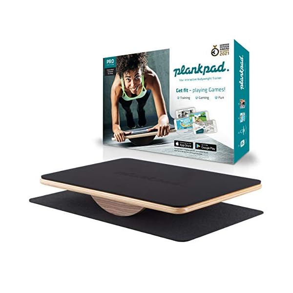 Plankpad-Balance-Board-Bodyweight-Fitness-Trainer-with-Training-App-for-iOS-Android-Interactive-Plank-Abs-Trainer-with-walnut-as-seen-on-German-Shark-Tank- Plankpad PRO - Interactive Balance Board for Full Body Training, Abdominal Muscle Plank-Trainer with App incl. Games…