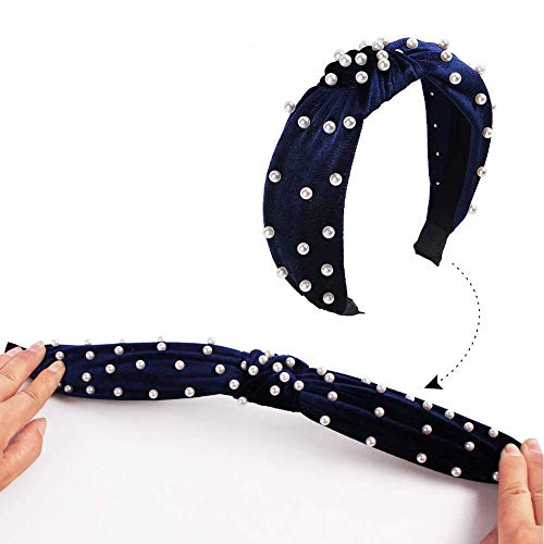 Headbands for Women Pearl Headbands - 3PCS Twisted Faux Pearl Velvet Headband Elegant Bling Hair Clip Hairpins Headwear Barrette Styling Tools Accessories
