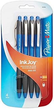 Paper Mate InkJoy 500 RT Ballpoint Retractable Pens Perfect for Home, Office, School, Business, or Work Use, Good Grip, Even Flow, Writing Utensil Medium 1.0mm, Blue Ink, Pack of 4