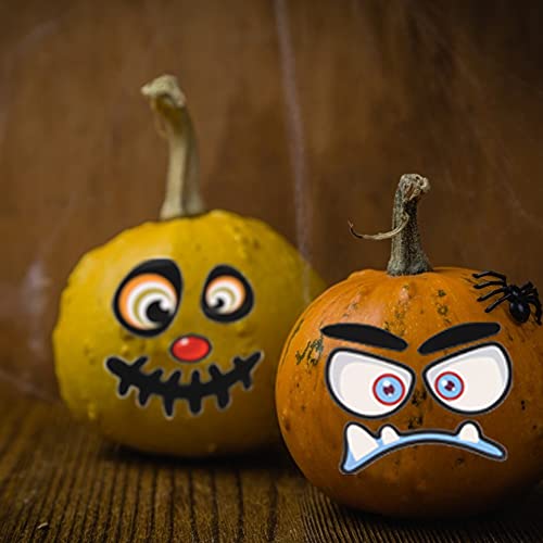 Koogel 20 Kind Designs Pumpkin Decorating Craft, 10 Sheets Halloween Pumpkin Decorating Pumpkin Stickers Pumpkin Decorating Kit for Pumpkin Decoration Craft Halloween Game Trick Treat Party Supplies