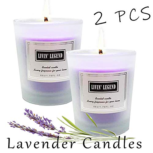 Lavender Scented Candle-Natural Wax and Fresh Lavender Essential Candles,Long Lasting and Highly Scented for Stress Relief,Romantic Dinner Date,Spa