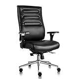 Executive Office Chair High Back Bonded Leather Desk Chair with Adjustable Armrests and Sliding Spring Seat (Black)
