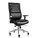 Executive Office Chair High Back Bonded Leather Desk Chair with Adjustable Armrests and Sliding Spring Seat (Black)