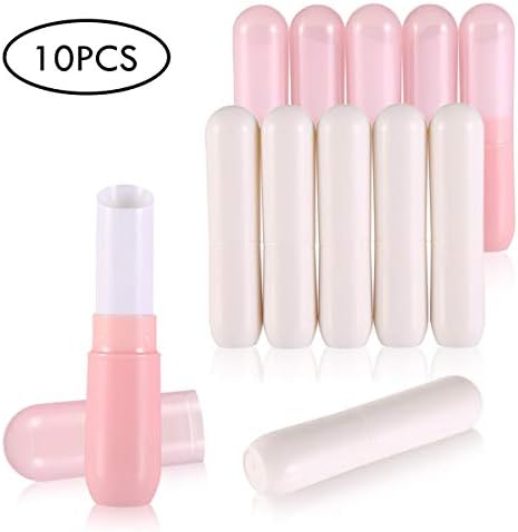 Lip Balm Tubes, Womdee Empty Lip Balm Containers Pink White Round Tubes 4g, BPA Free Lip Balm Crafting Tube Refills for DIY Lipstick, Homemade Lip Balms (10 Pack)