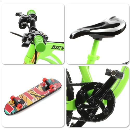 1:8 Scale Die-Cast Alloy Mini Mountain Bike Bicycle Model Toy Finger BMX Toy Desktop Decoration Crafts for Cycling Lovers(Green)