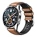 Huawei Watch GT 2018 Bluetooth SmartWatch,Ultra-Thin Longer Lasting Battery Life,Compatible with iPhone and Android International Version No Warranty-Steel (Leather Strap)
