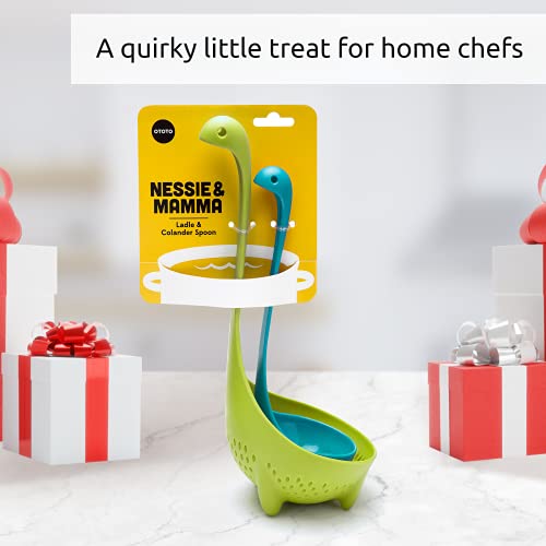 OTOTO Turquoise Nessie Ladle & Green Mama Nessie Colander Value Pack